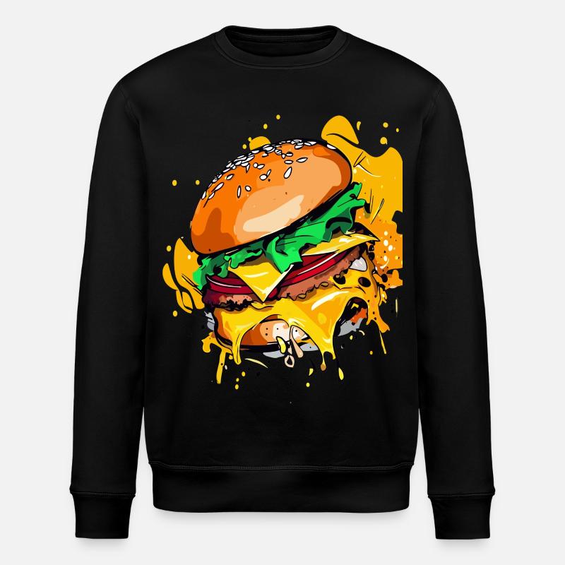 Extra Cheese Burger Cheeseburge - Stanley/Stella ROLLER Unisex Organic Sweatshirt - black