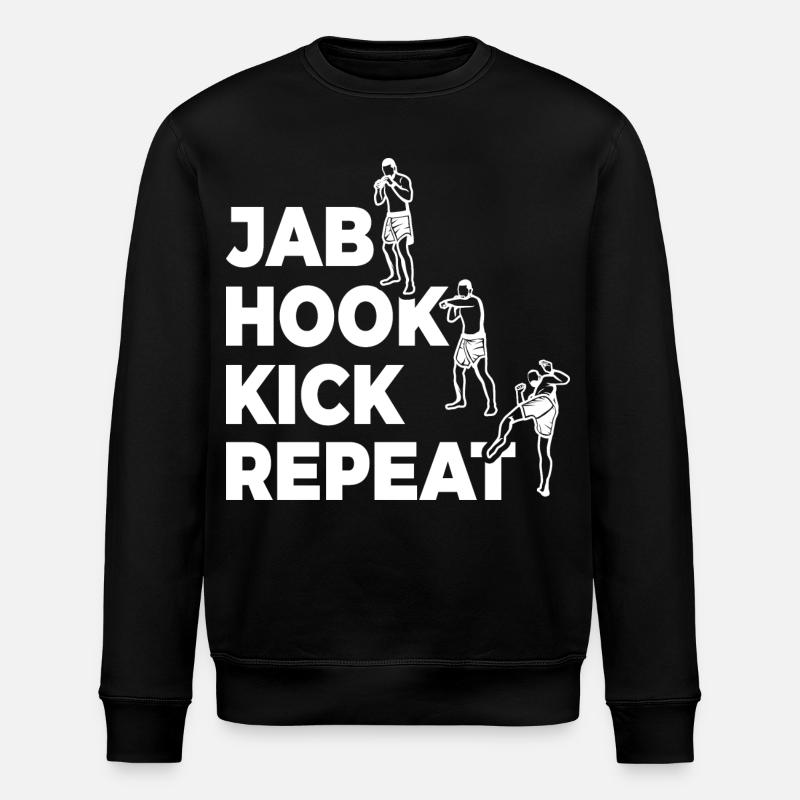 Jab Hook Kick Repeat - Stanley/Stella ROLLER Unisex Organic Sweatshirt - black