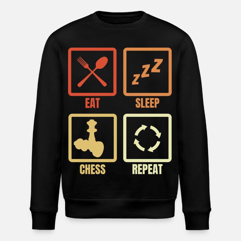 Eat Sleep Chess Repeat - Stanley/Stella Unisex Bio-Sweatshirt ROLLER - Schwarz
