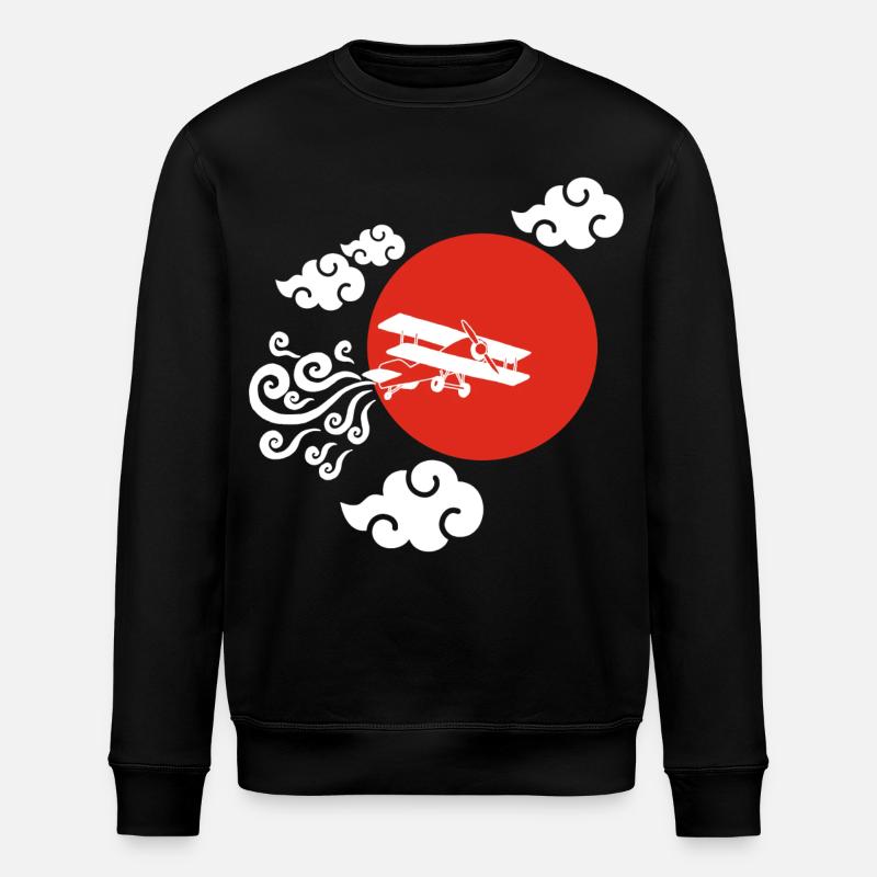 Avion blanc et soleil rouge - Sweat bio ROLLER Stanley/Stella Unisexe - noir