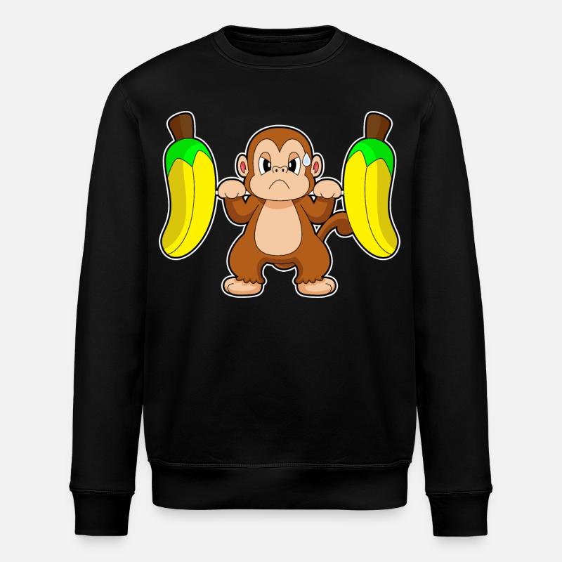 Affe Bodybuilder Langhantel Bodybuilding - Stanley/Stella Unisex Bio-Sweatshirt ROLLER - Schwarz