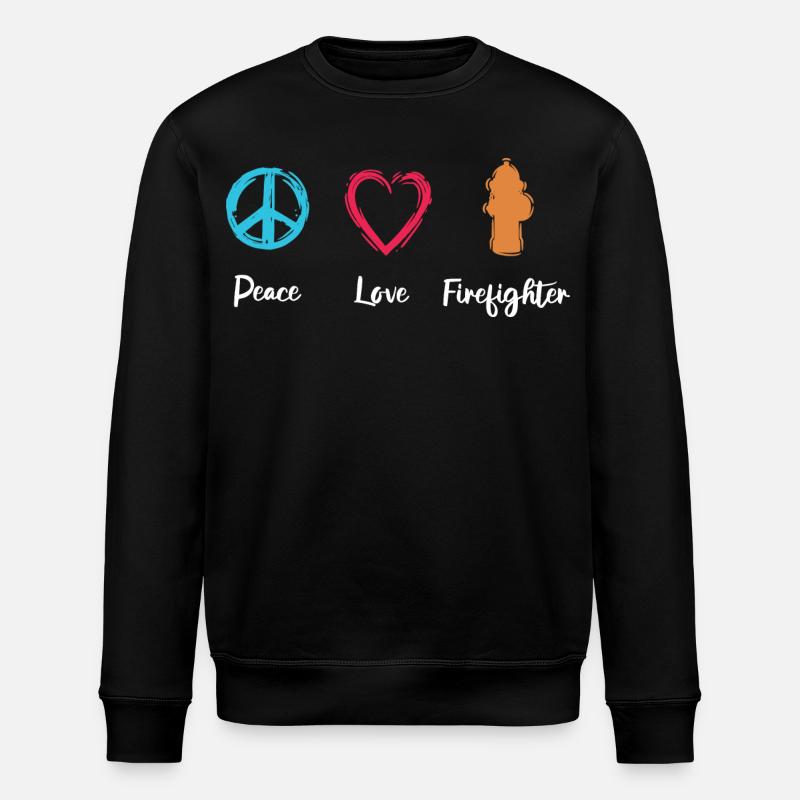Pompier Peace Love - Sweat bio ROLLER Stanley/Stella Unisexe - noir