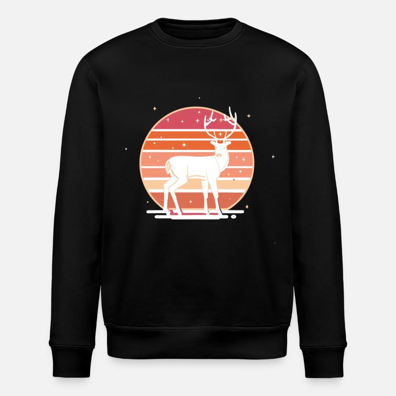 Retro Sunset Deer - Stanley/Stella Unisex Bio-Sweatshirt ROLLER - Schwarz