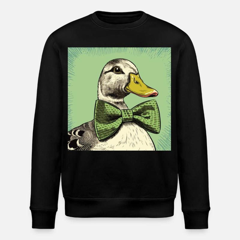 Duck with Bowtie - Stanley/Stella ROLLER Unisex Organic Sweatshirt - black