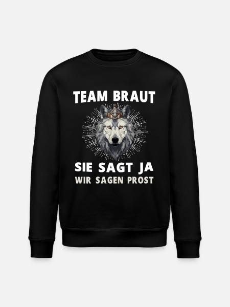 Hochzeit Junggesellenabschied Wolf Braut Bräutigam - Stanley/Stella Unisex Bio-Sweatshirt ROLLER - Schwarz