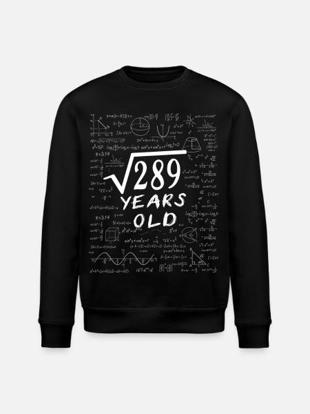 17º cumpleaños 17 años raíz cuadrada de 289 matemáticas - Sudadera ecológica unisex ROLLER de Stanley/Stella - negro