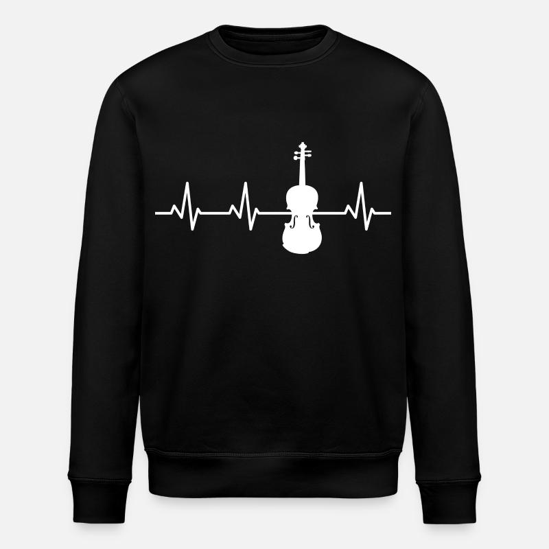 Herzschlag Violine - Stanley/Stella Unisex Bio-Sweatshirt ROLLER - Schwarz