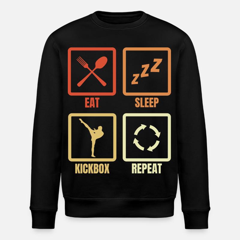 Eating Sleeping Kickboxing Repeat - Stanley/Stella ROLLER Unisex Organic Sweatshirt - black