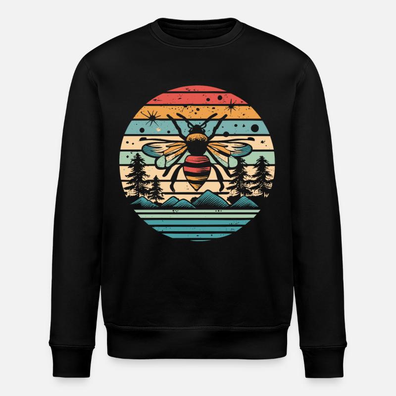Retro Sunset Bee - Stanley/Stella ROLLER Unisex Organic Sweatshirt - black