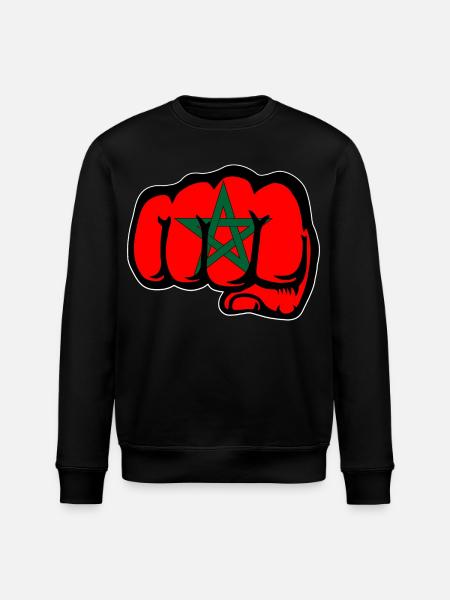 Morocco Flag Hand Fist - Stanley/Stella ROLLER Unisex Organic Sweatshirt - black