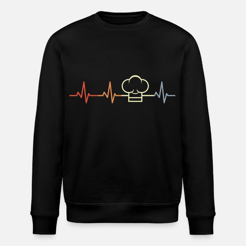 Retro Chef's Hat Heart Line - Stanley/Stella ROLLER Unisex Organic Sweatshirt - black