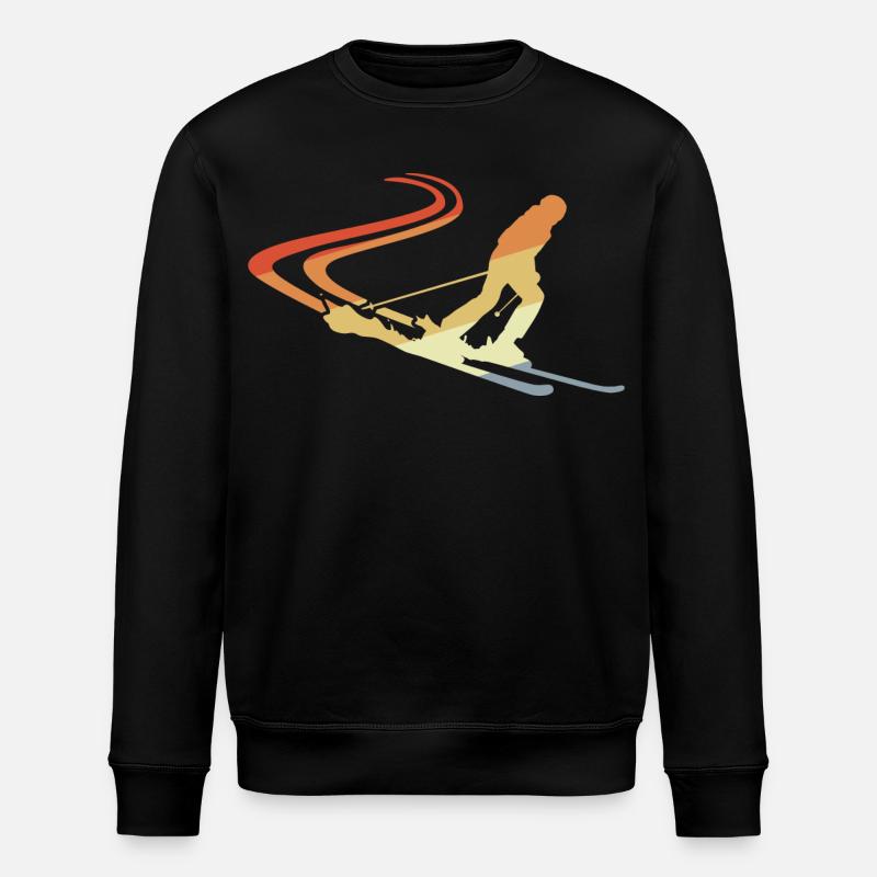 Funny Skier Drawing - Stanley/Stella ROLLER Unisex Organic Sweatshirt - black