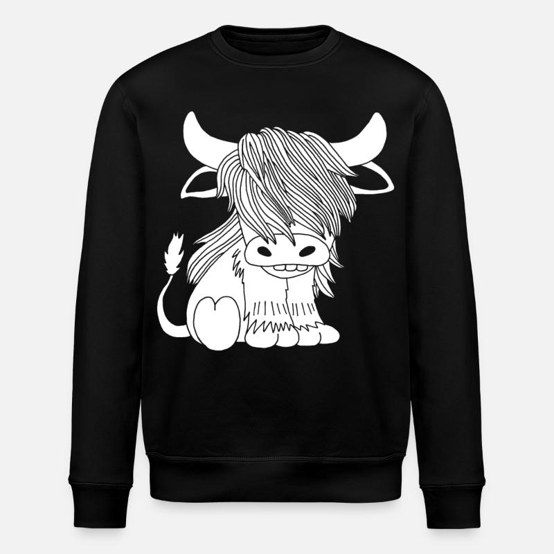 Vache blanche à poil long - Sweat bio ROLLER Stanley/Stella Unisexe - noir