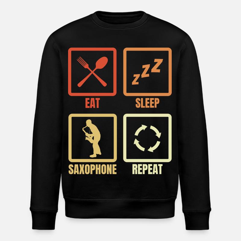 Eat Sleep Saxophone Répéter - Sweat bio ROLLER Stanley/Stella Unisexe - noir