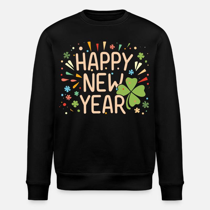 Neujahrsfreude mit Shamrock - Stanley/Stella Unisex Bio-Sweatshirt ROLLER - Schwarz
