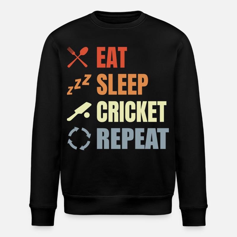 Eat Sleep Cricket Repeat - Stanley/Stella Unisex Bio-Sweatshirt ROLLER - Schwarz