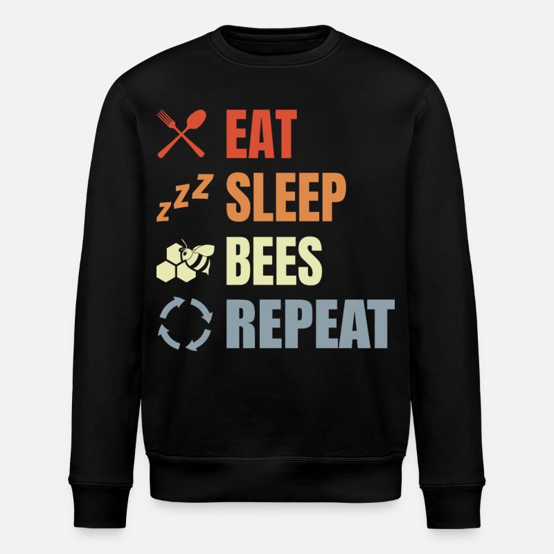 Eat Sleep Bees Repeat - Stanley/Stella Unisex Bio-Sweatshirt ROLLER - Schwarz