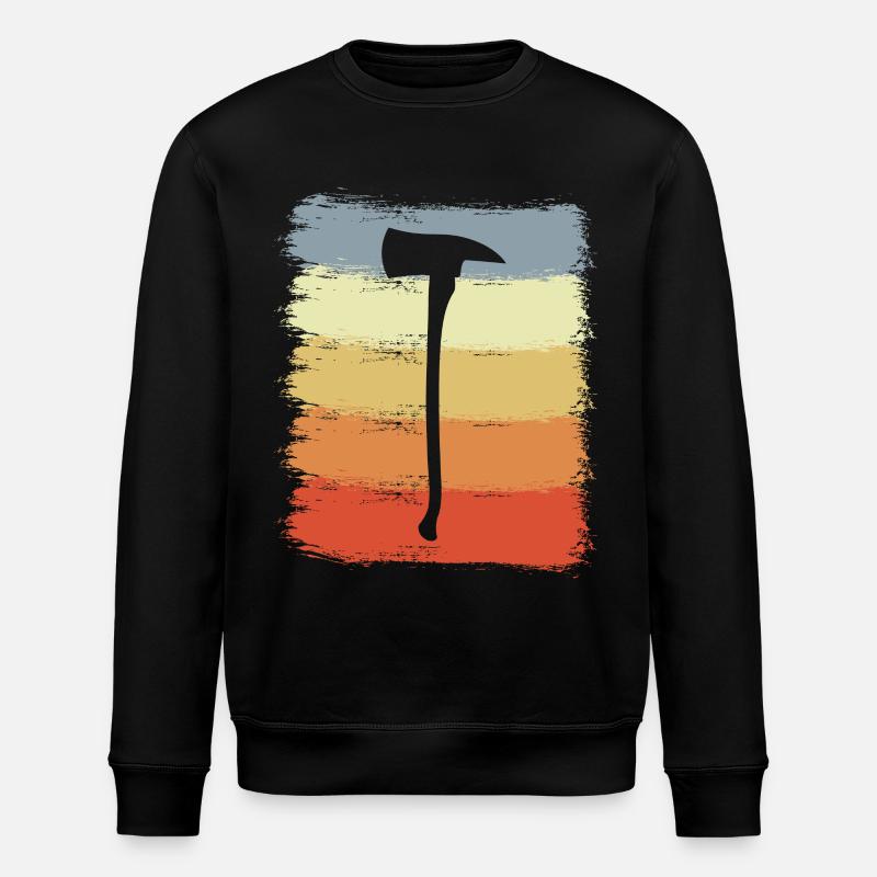 Firefighter Axe Drawing - Stanley/Stella ROLLER Unisex Organic Sweatshirt - black