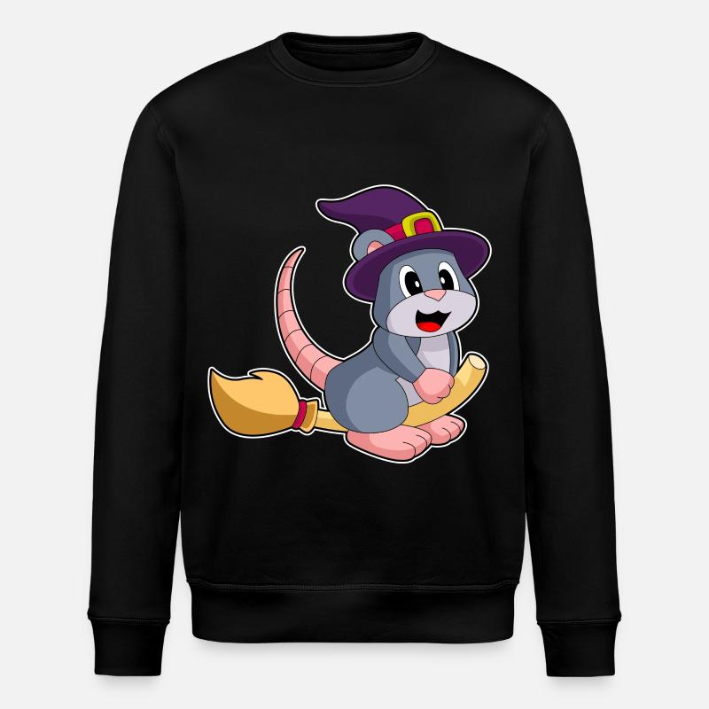 Mouse Witch Broom - Stanley/Stella ROLLER Unisex Organic Sweatshirt - black