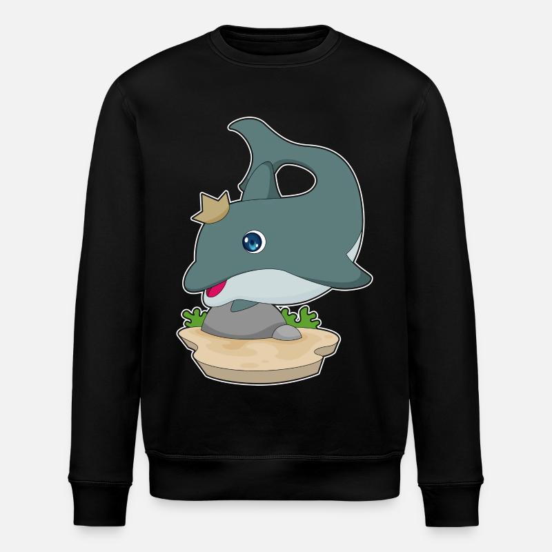 Dolphin Crown - Stanley/Stella ROLLER Unisex Organic Sweatshirt - black