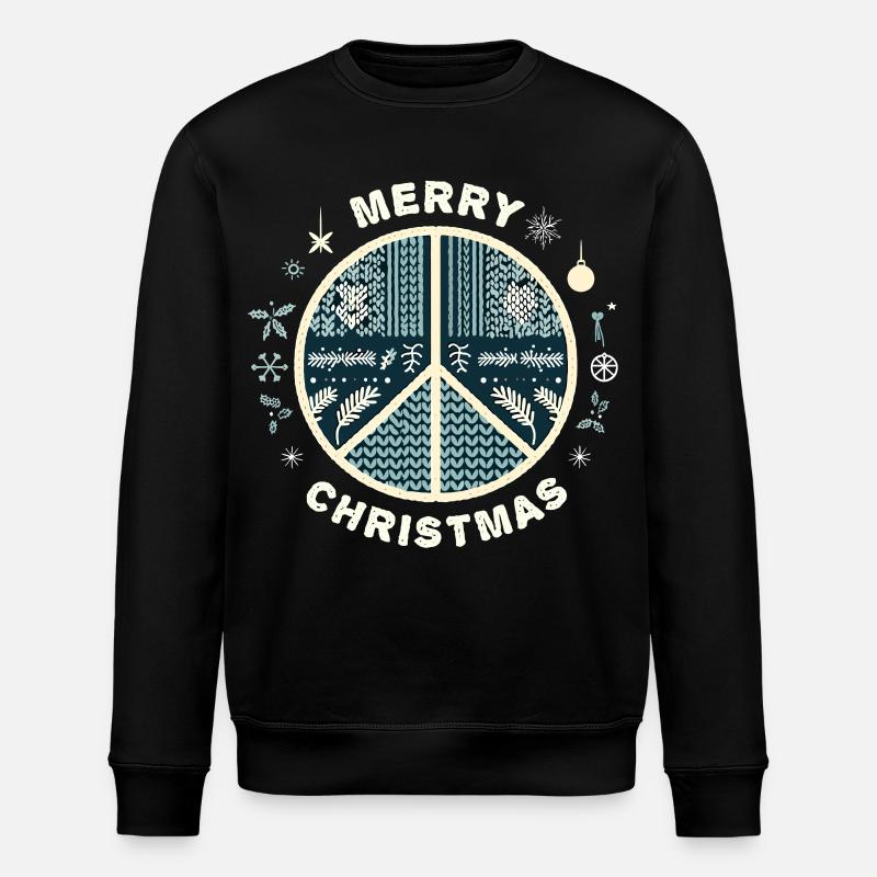 Ugly Christmas Friedenszeichen Strickmuster - Stanley/Stella Unisex Bio-Sweatshirt ROLLER - Schwarz