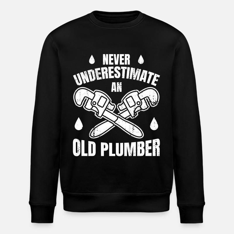 Never Underestimate An Old Plumber - Stanley/Stella Unisex Bio-Sweatshirt ROLLER - Schwarz