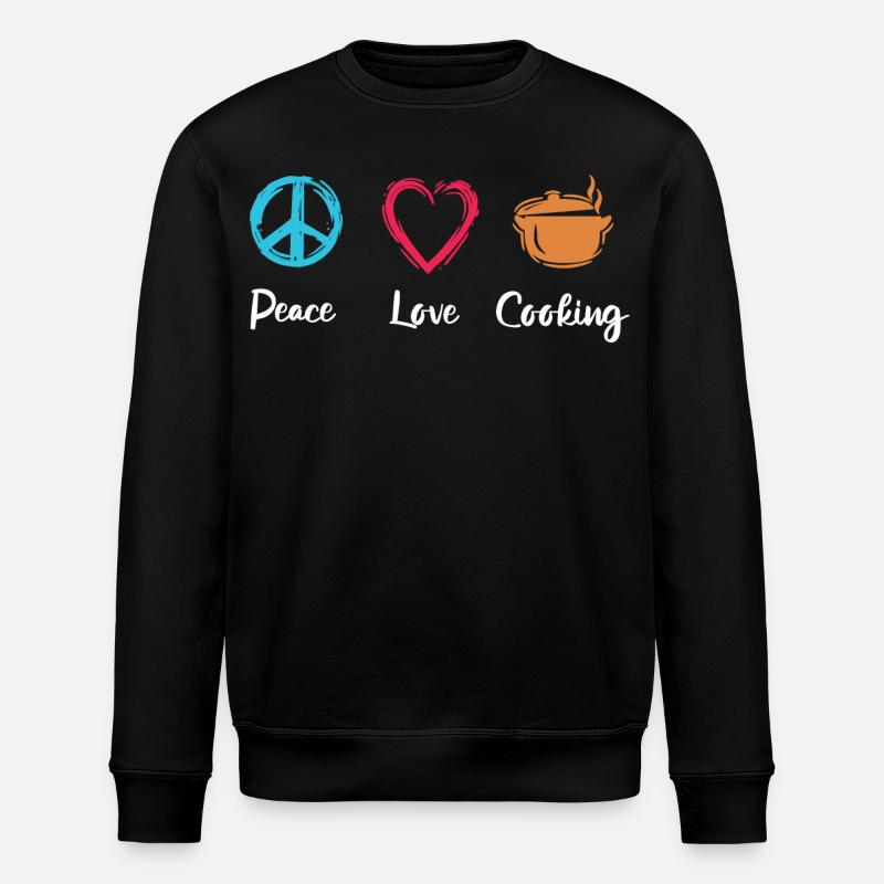 Peace Love Cooking - Stanley/Stella Unisex Bio-Sweatshirt ROLLER - Schwarz