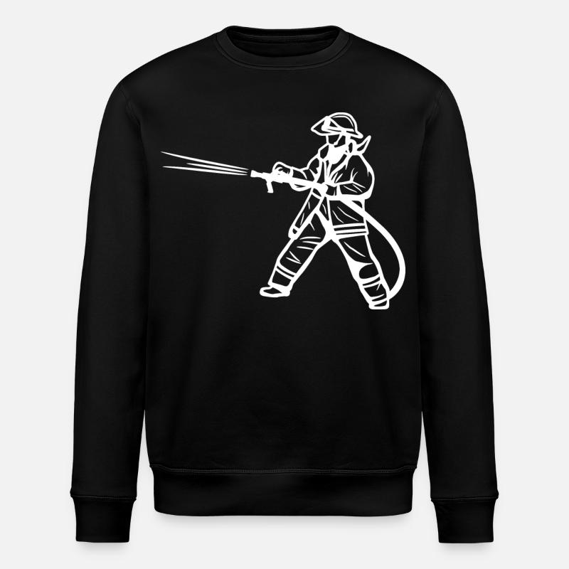 Firefighter Drawing - Stanley/Stella ROLLER Unisex Organic Sweatshirt - black