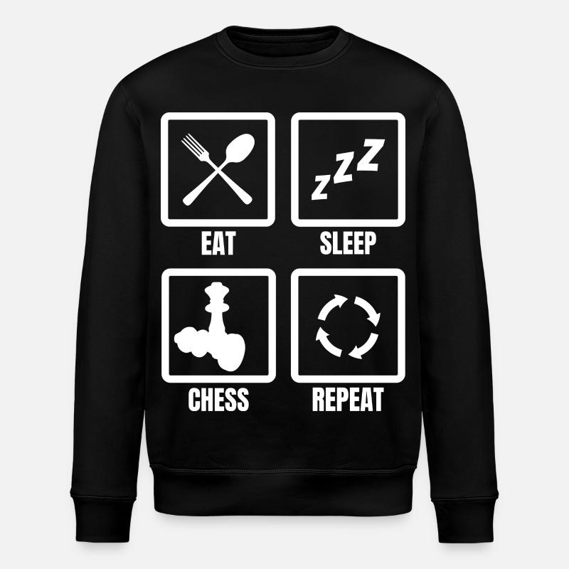 Eating, sleeping, chess, repeating - Stanley/Stella ROLLER Unisex Organic Sweatshirt - black