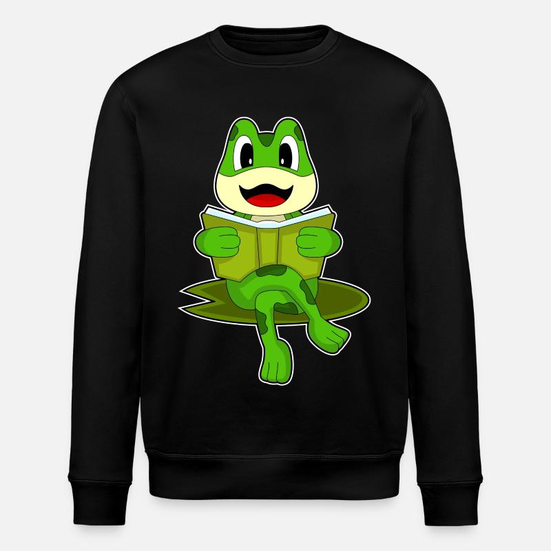 Frosch Nerd Buch - Stanley/Stella Unisex Bio-Sweatshirt ROLLER - Schwarz