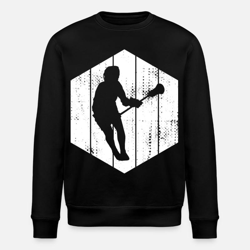 Lacrosse Player Drawing - Stanley/Stella ROLLER Unisex Organic Sweatshirt - black