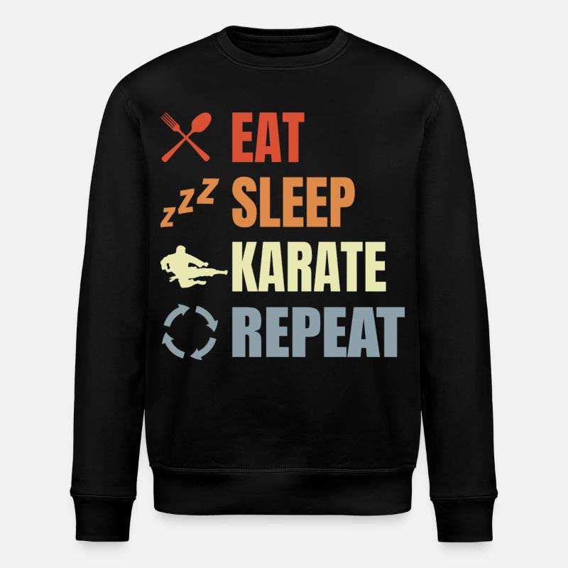 Eating, sleeping, repeating karate - Stanley/Stella ROLLER Unisex Organic Sweatshirt - black