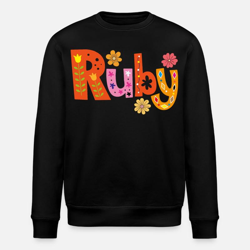 Personalisierter Ruby-Name - Stanley/Stella Unisex Bio-Sweatshirt ROLLER - Schwarz