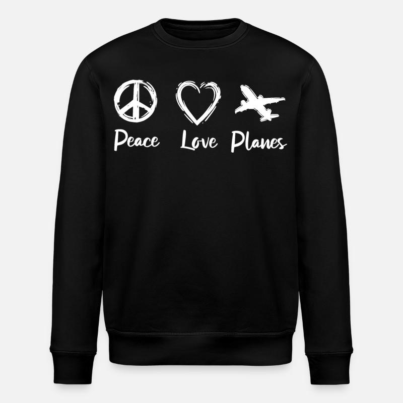 Peace Love Planes - Stanley/Stella ROLLER Unisex Organic Sweatshirt - black