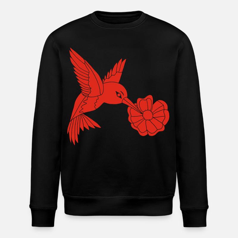 Red Foraging Bird - Stanley/Stella ROLLER Unisex Organic Sweatshirt - black