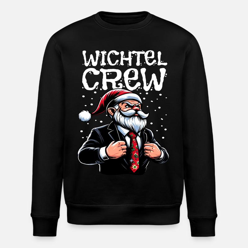 Wichtel Crew Weihnachts Gnome - Stanley/Stella Unisex Bio-Sweatshirt ROLLER - Schwarz