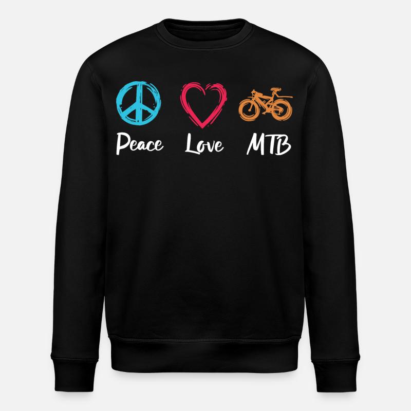Peace Love MTB - Stanley/Stella ROLLER Unisex Organic Sweatshirt - black