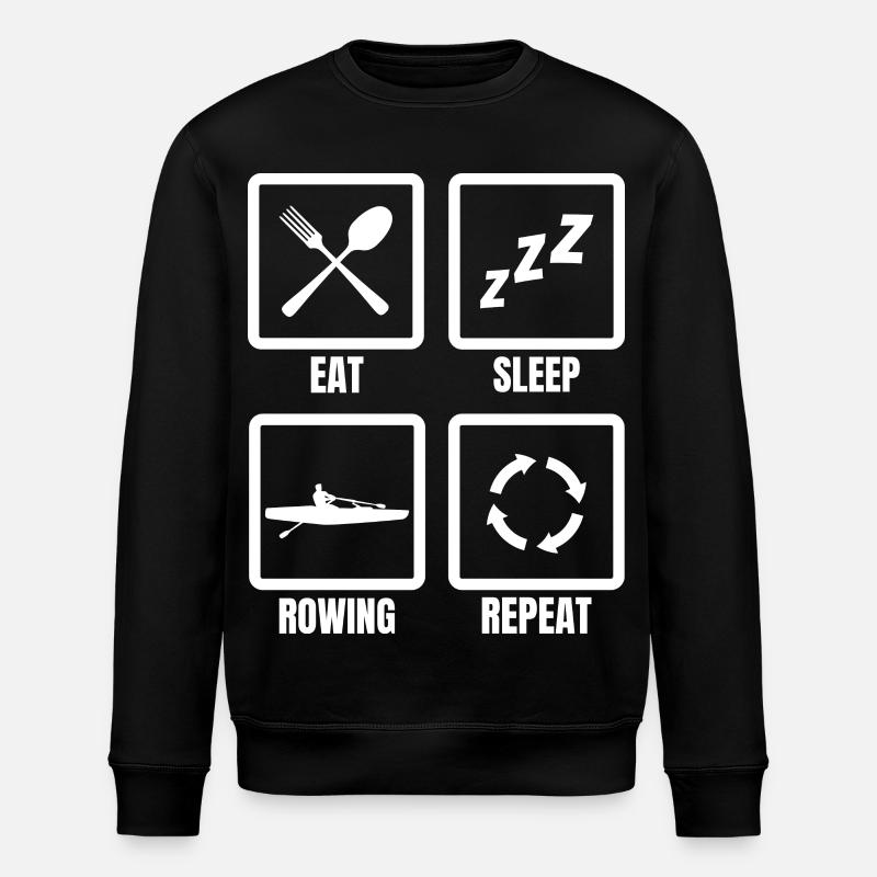 Eating, sleeping, rowing, repeating - Stanley/Stella ROLLER Unisex Organic Sweatshirt - black