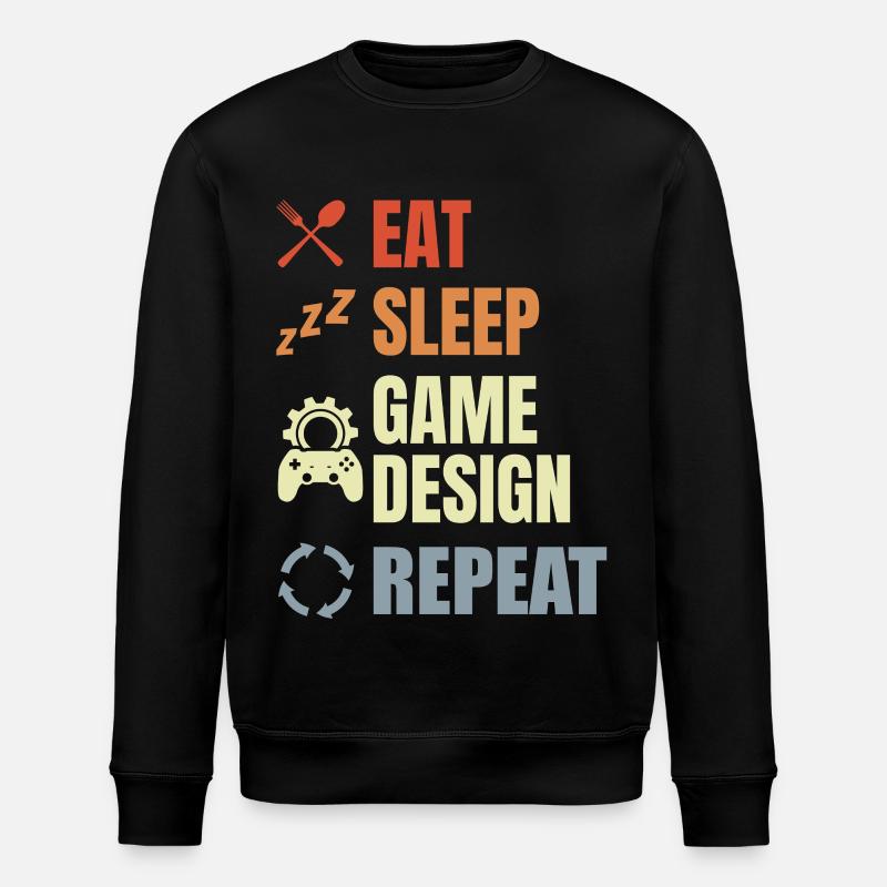 Eat Sleep Game Design Repeat - Stanley/Stella Unisex Bio-Sweatshirt ROLLER - Schwarz
