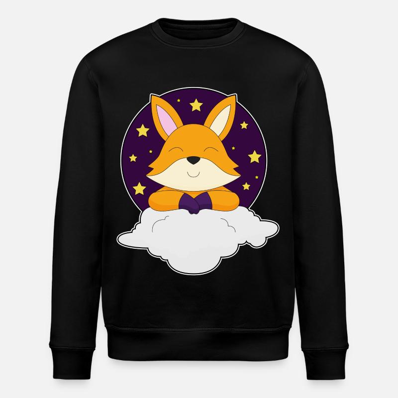 Renard, Nuit, Nuages, Étoiles - Sweat bio ROLLER Stanley/Stella Unisexe - noir