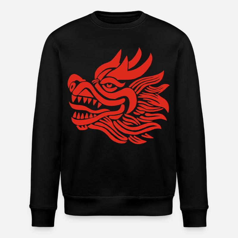 Tête de dragon chinois (rouge) - Sweat bio ROLLER Stanley/Stella Unisexe - noir