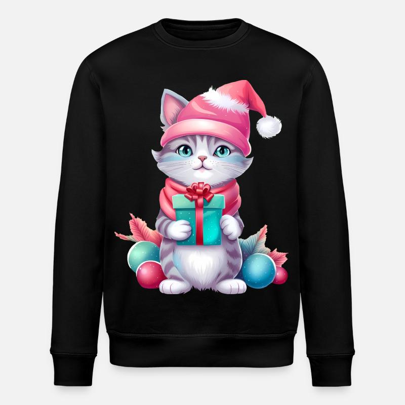 Christmas Cat Magic - Stanley/Stella ROLLER Unisex Organic Sweatshirt - black