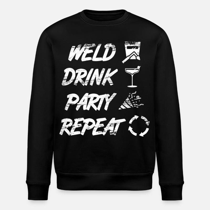 welding, drinking, celebrating, repeating - Stanley/Stella ROLLER Unisex Organic Sweatshirt - black