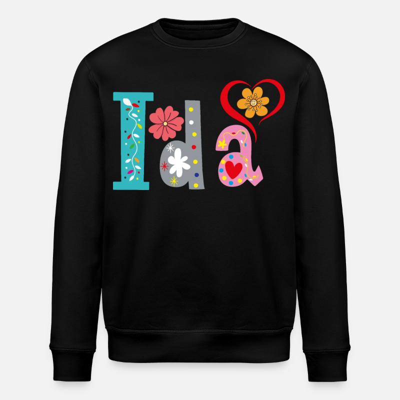 Personalisierter Ida-Name - Stanley/Stella Unisex Bio-Sweatshirt ROLLER - Schwarz