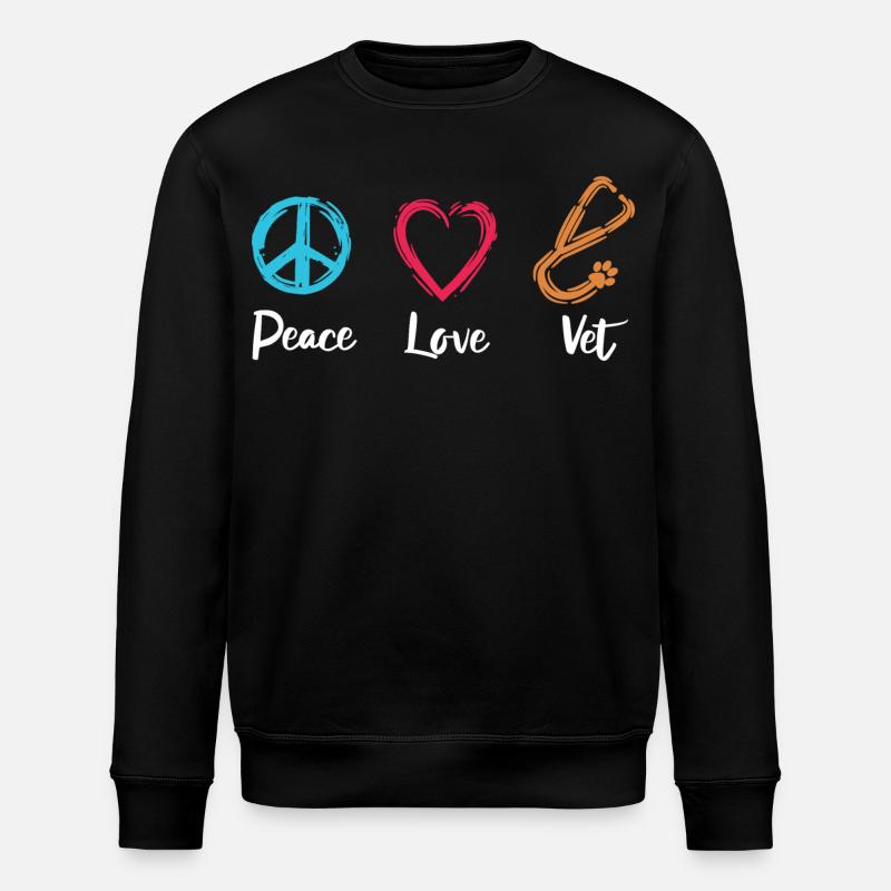 Frieden Liebe Tierarzt - Stanley/Stella Unisex Bio-Sweatshirt ROLLER - Schwarz