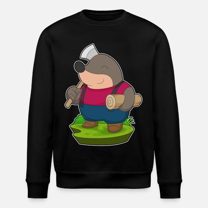 Maulwurf Holzfäller Axt Wald - Stanley/Stella Unisex Bio-Sweatshirt ROLLER - Schwarz