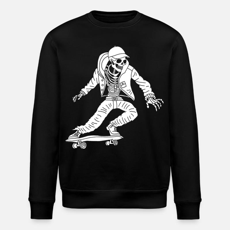 Squelette blanc en skateboard - Sweat bio ROLLER Stanley/Stella Unisexe - noir