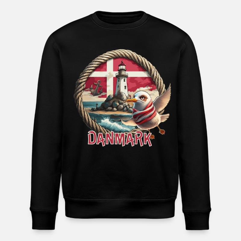 Danmark - Dänemark - Denmark - Stanley/Stella ROLLER Unisex Organic Sweatshirt - black