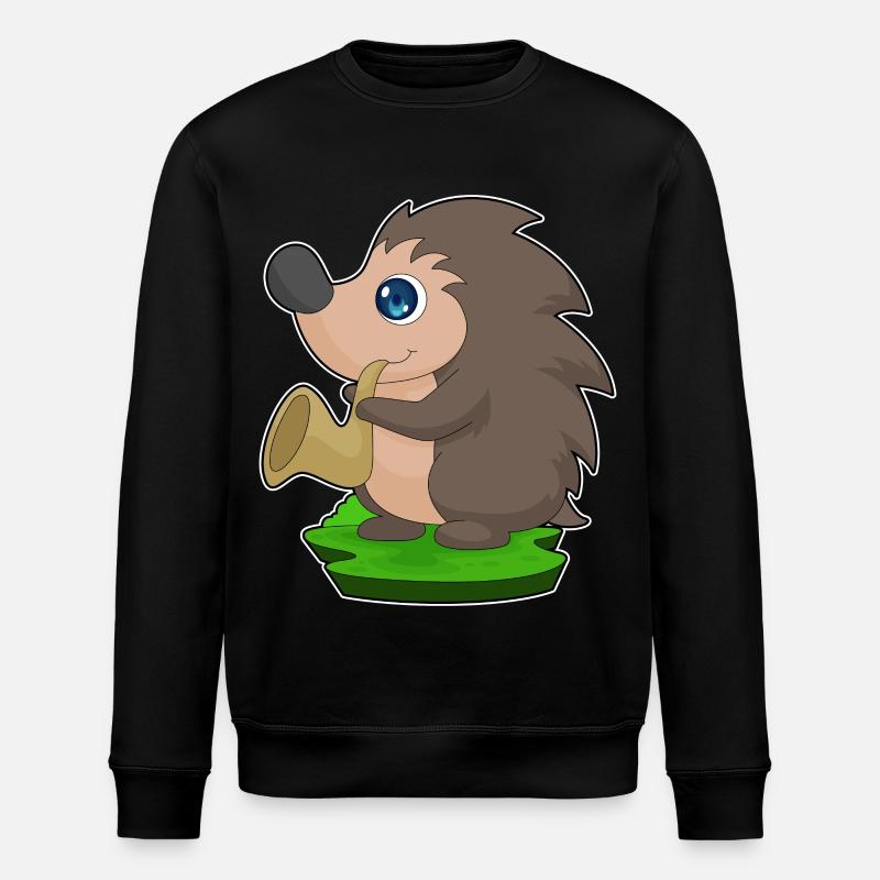 Igel Musiker Saxophon Musik - Stanley/Stella Unisex Bio-Sweatshirt ROLLER - Schwarz