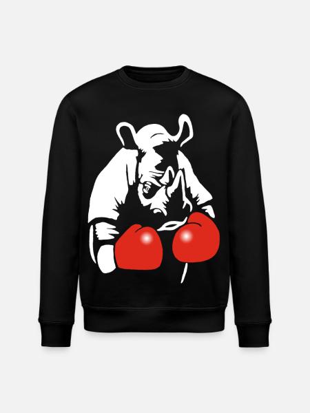 Boxing Rhinoceros - Stanley/Stella ROLLER Unisex Organic Sweatshirt - black